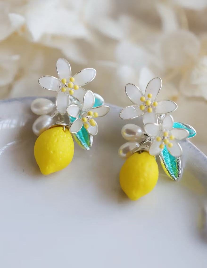 Lemon Theme 3D Resin Earrings for Women
