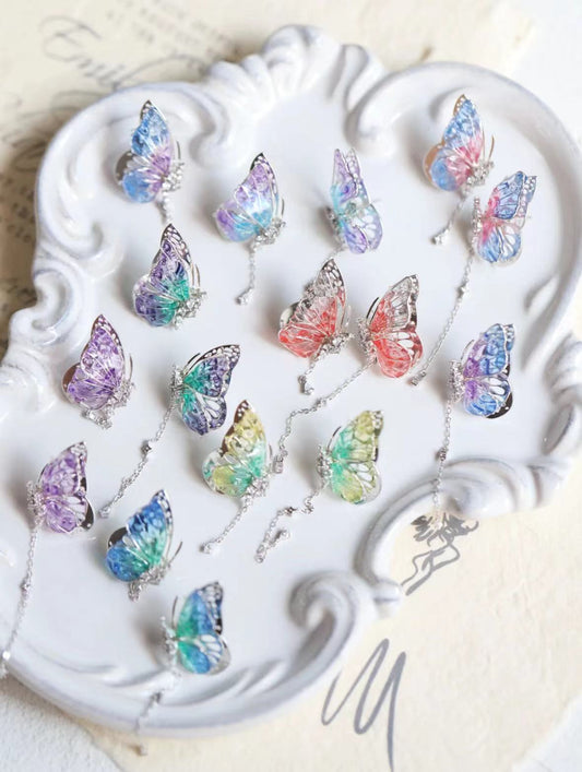 Silver Butterfly Love Earrings