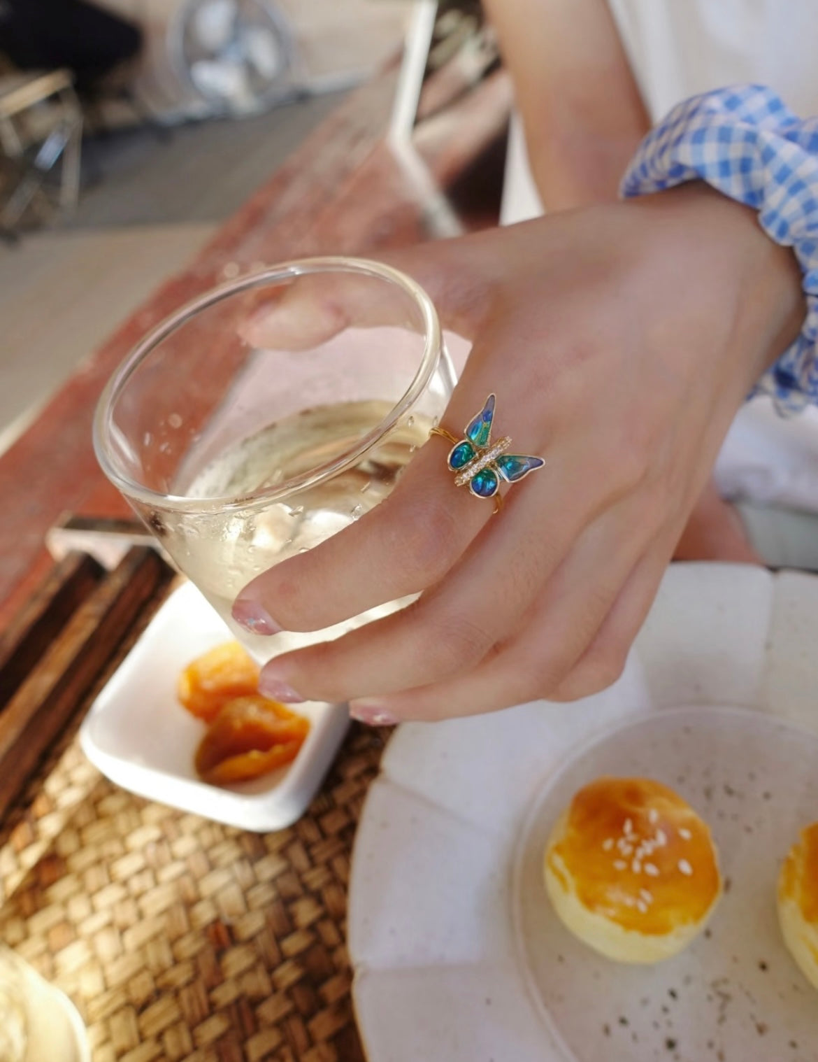 Original Drip Glue Titanium Steel Butterfly Opening Ring