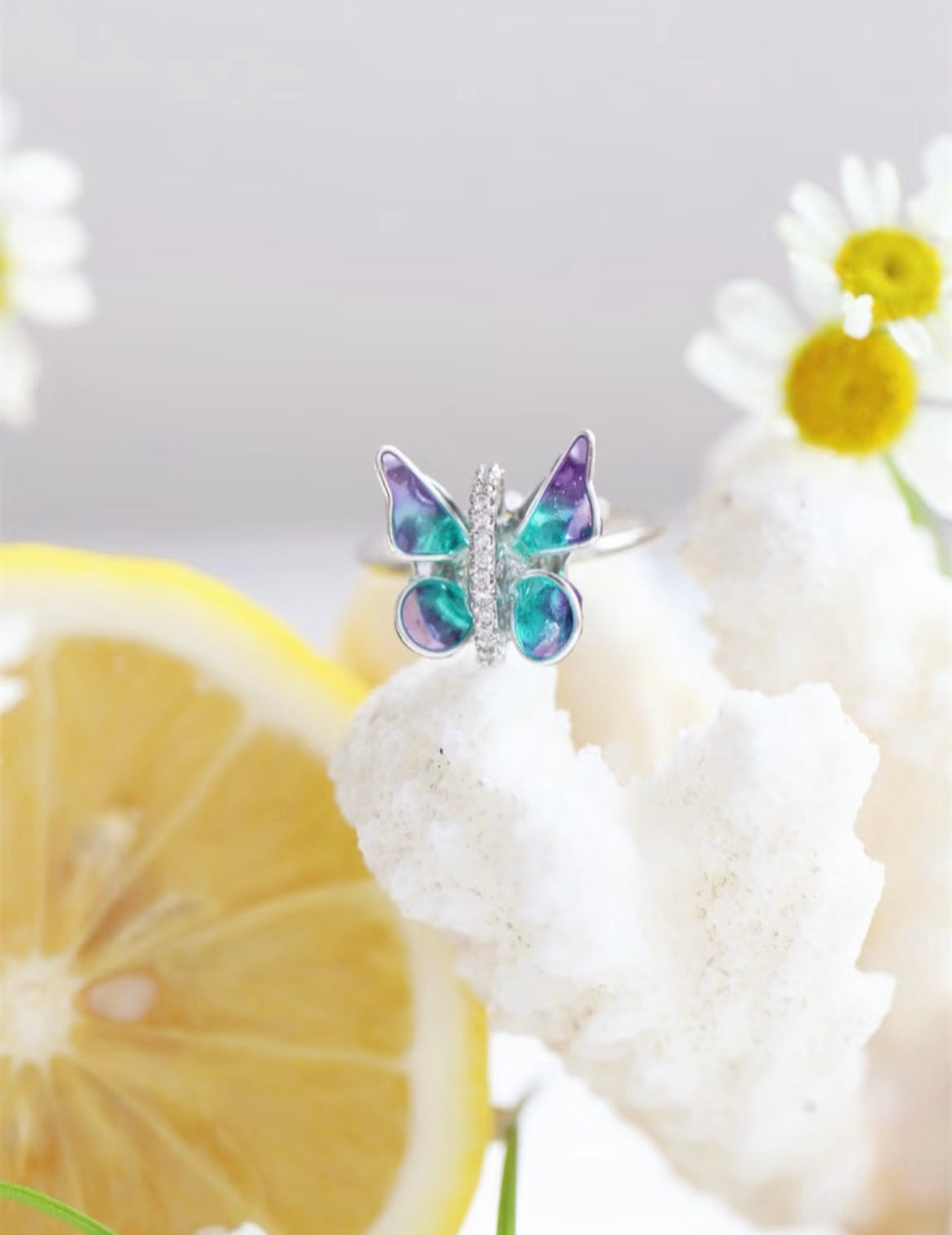Original Drip Glue Titanium Steel Butterfly Opening Ring