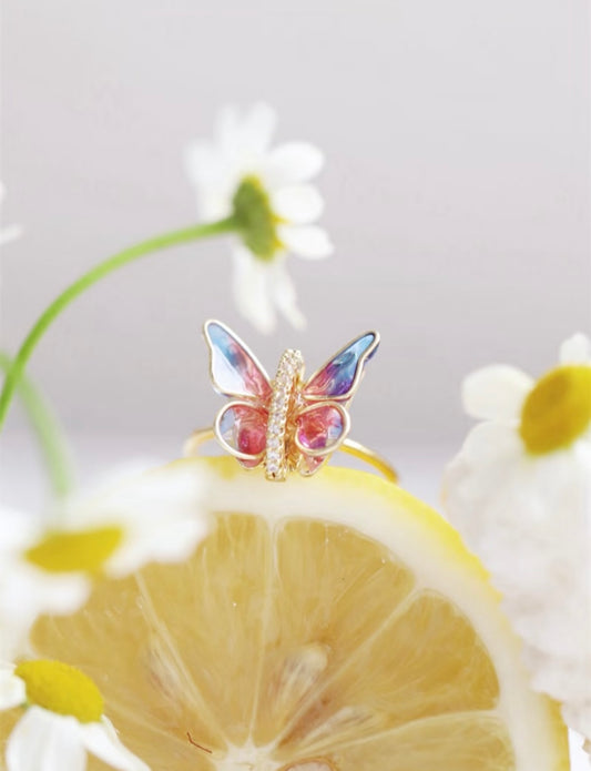 Original Drip Glue Titanium Steel Butterfly Opening Ring
