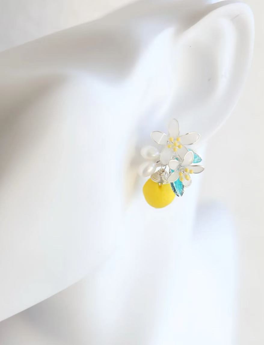 Lemon Theme 3D Resin Earrings for Women