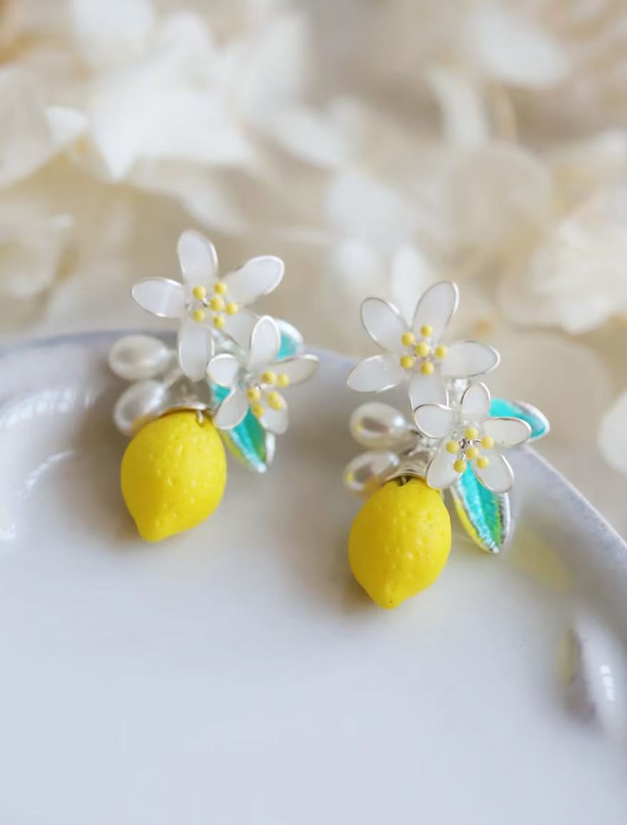 Lemon Theme 3D Resin Earrings for Women