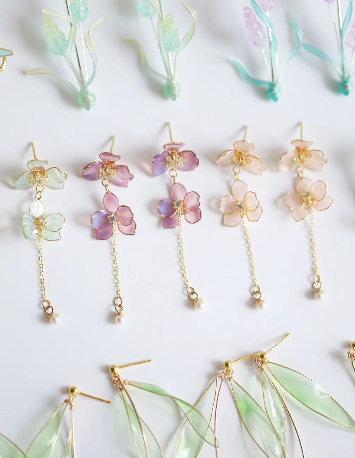 Handmade Orchid Resin Earrings