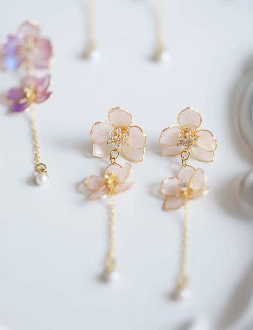 Handmade Orchid Resin Earrings