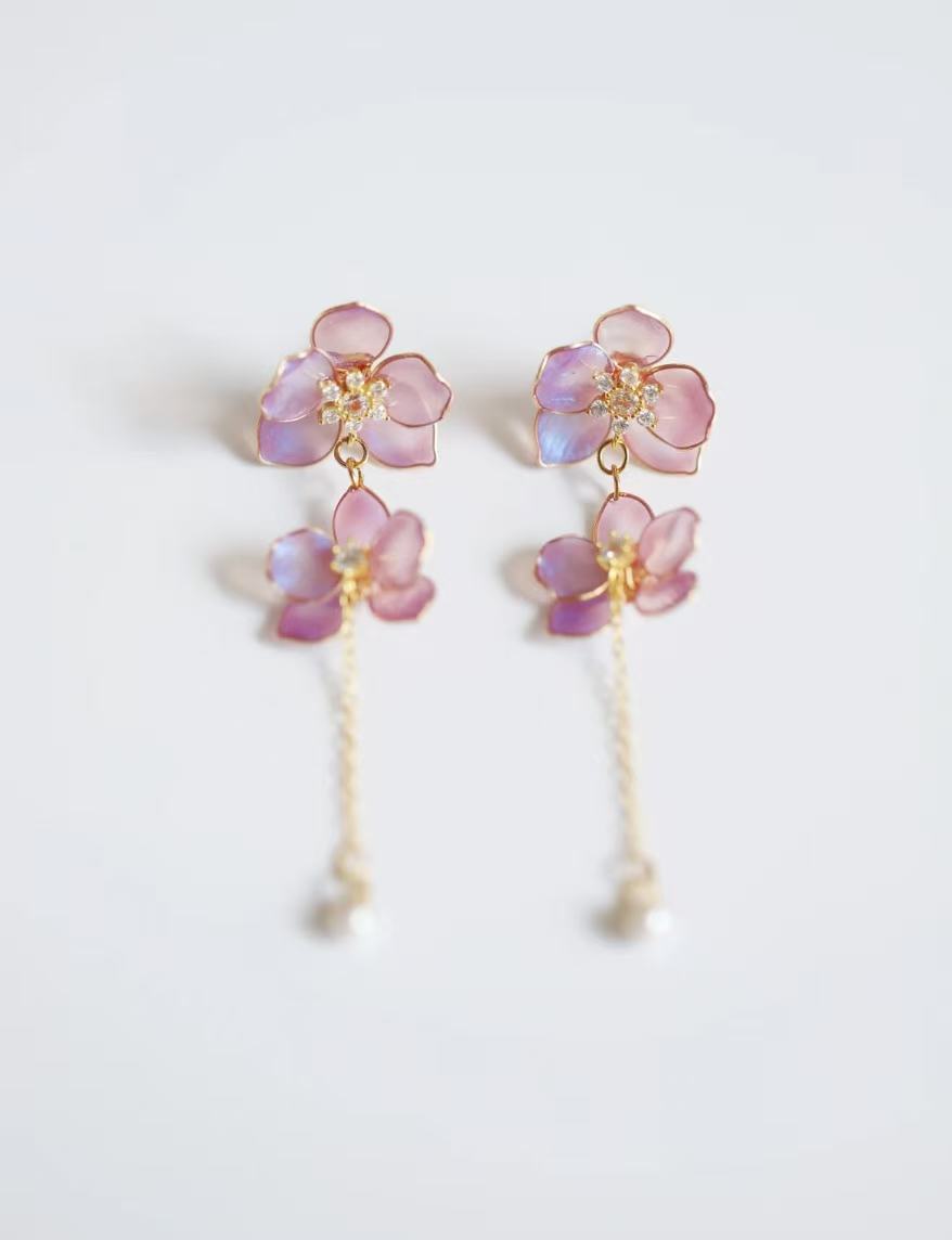 Handmade Orchid Resin Earrings