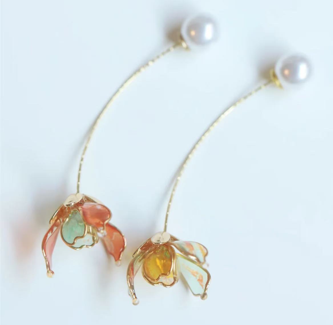 Snowdrop Flower Dangle Earrings