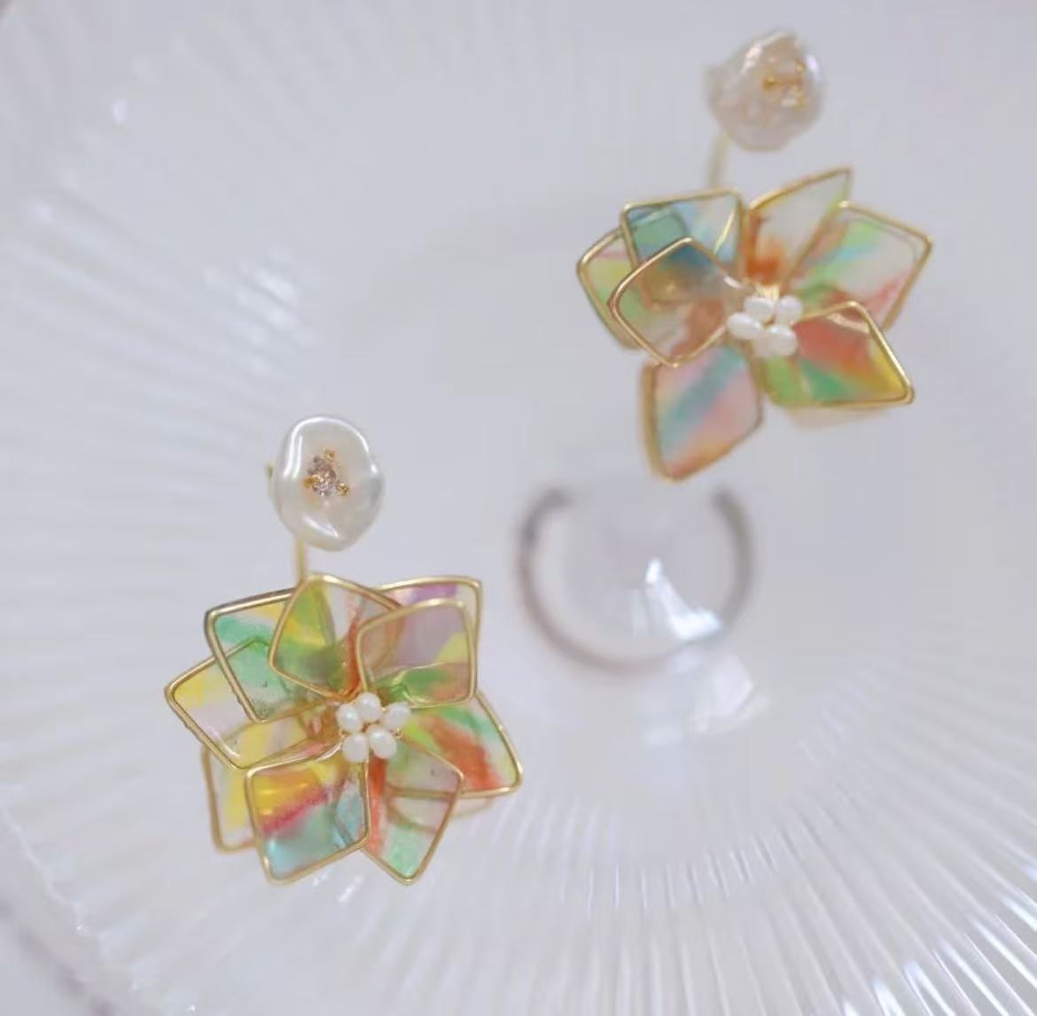 Glowing Firework Floral Dangle Earrings