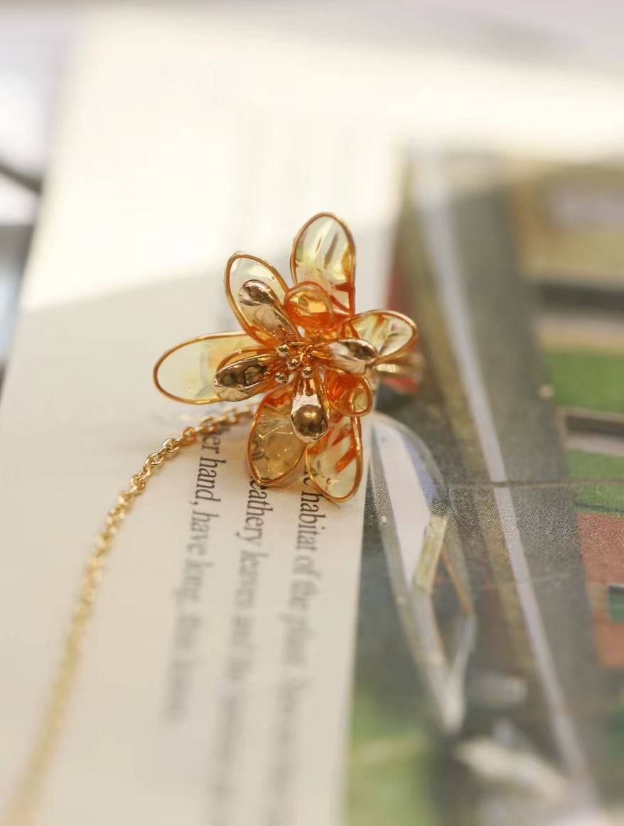 Artistic Orange Blossom Resin Dangle Earrings with Unique Hook Design