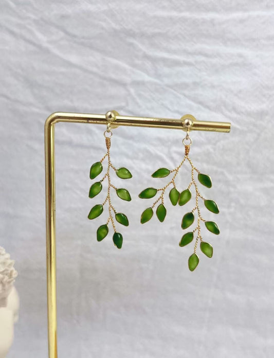 New Dainty Resin Flower Branch Drop Earrings for Women