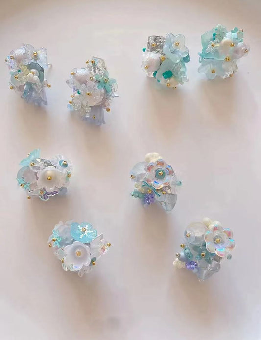 Handmade Flower Cluster Beaded Stud Earrings