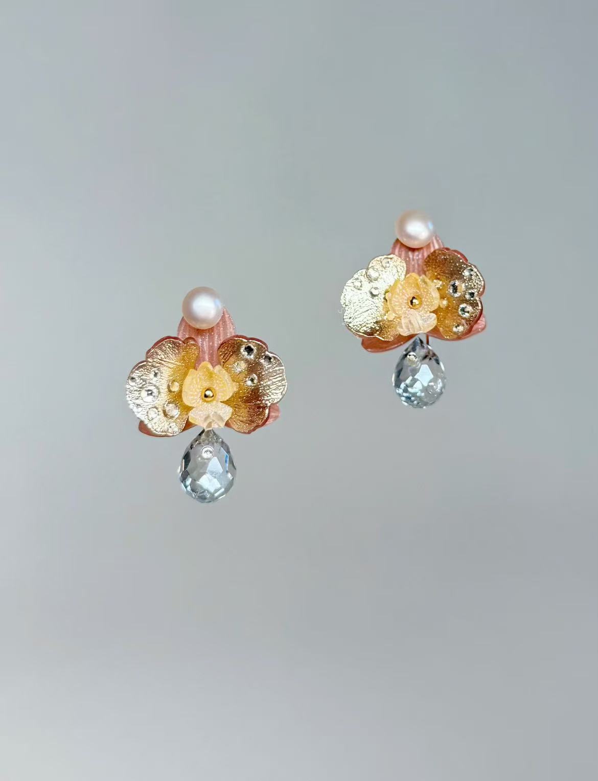 Romantic Pearl Floral Drop Earrings