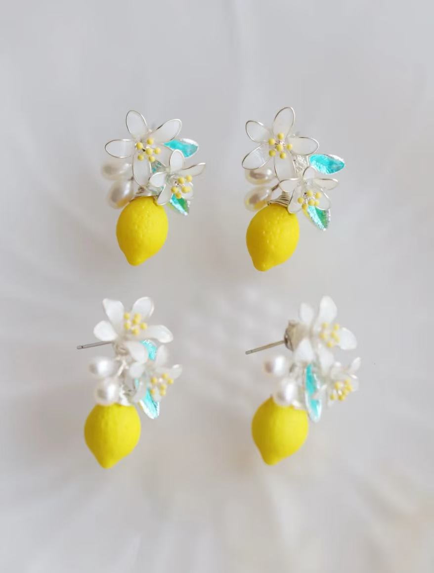 Lemon Theme 3D Resin Earrings for Women