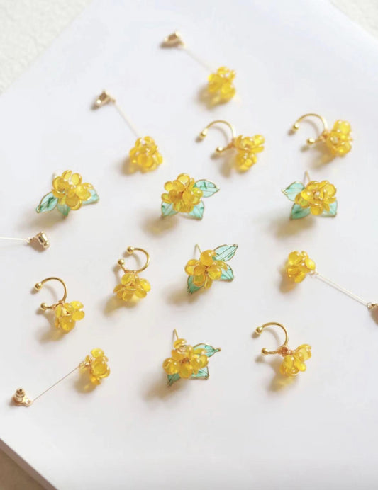 Golden Autumn Osmanthus Women's Multi-band Earrings