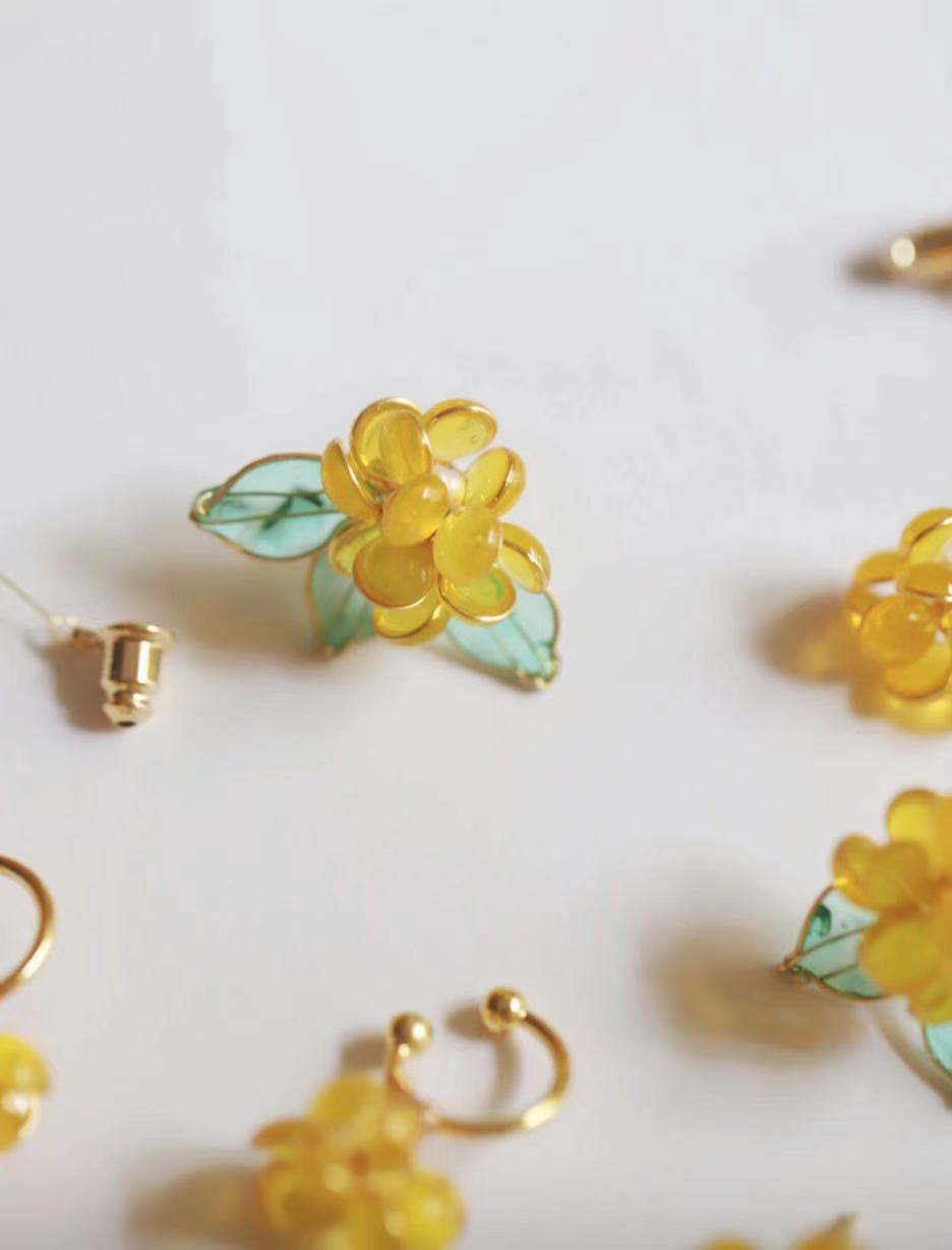 Golden Autumn Osmanthus Women's Multi-band Earrings