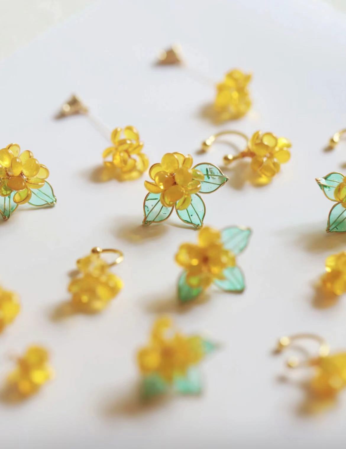 Golden Autumn Osmanthus Women's Multi-band Earrings