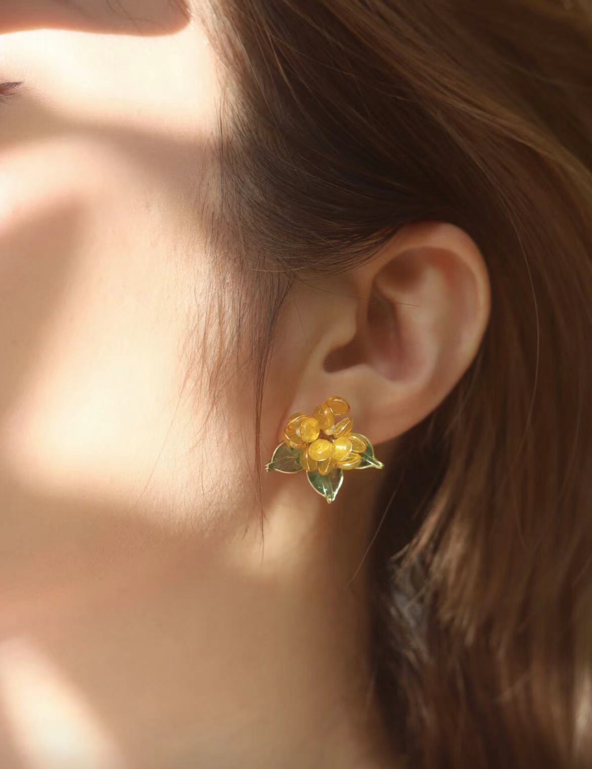 Golden Autumn Osmanthus Women's Multi-band Earrings